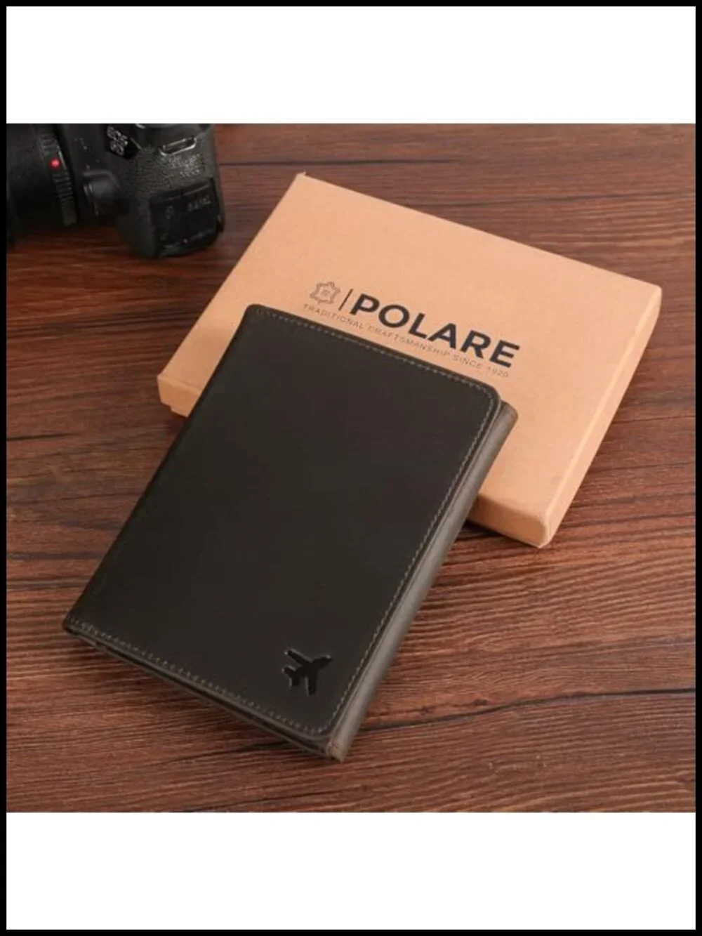 Full Grain Leather Trifold Wallet RFID Blocking Passport Holder with AirTag Slot